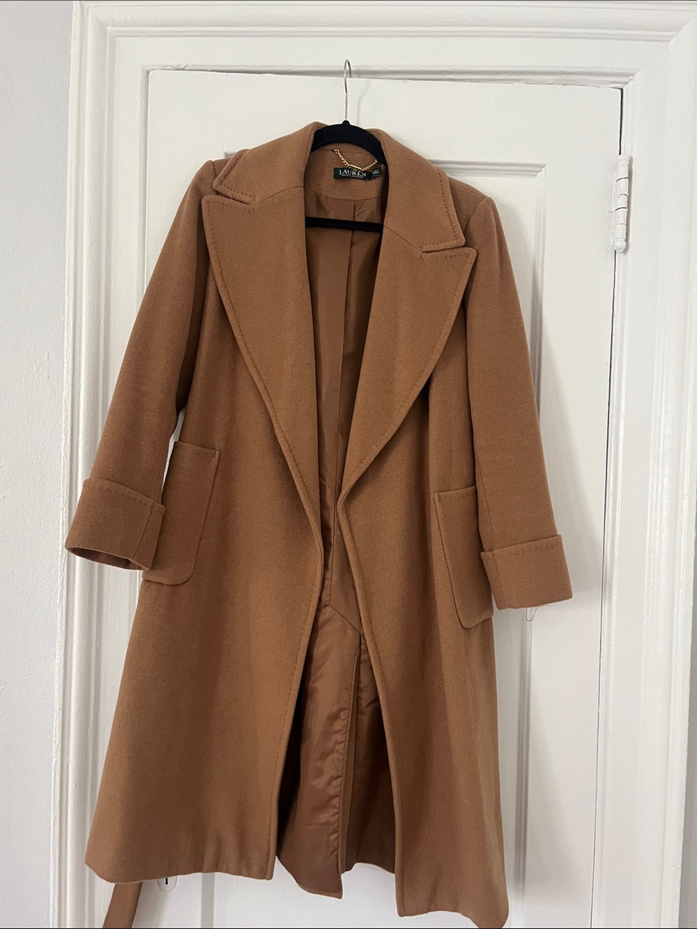 Lauren Ralph Lauren Camel/Tan Wool-Blend Trench Coat - Size 0 (Small)